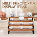 4 Tier Wooden Display Riser Stand Perfume Organizer with Metal Stand, Dessert Table Display Set, Food Display Stands for Party, Brown Rustic Solid Wood Shelf for Cupcakes, Perfume, Cologne, Spiece by CozyNest Decor
