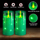 NURADA Flickering Flameless Candles: Built-in Star String Acrylic Battery LED Pillar Candles Candles with Remote and Timer for Home Party Weddings Christmas Halloween Decor -Green 2 Pack by CozyNest Decor