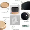 6 Inch Plant Pots, Ceramic Planter Pot with Drainage Hole & Saucer, Indoor/Outdoor Cylinder Round Planter Pot, Matte Black & Brown by GreenHaven Gardens