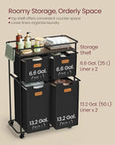 VASAGLE Laundry Sorter, Laundry Hamper with Wheels, 39.6 Gal. (150 L) Portable Rolling Cart Baskets with Shelf, 4 Removable Liners and 6 Labels, Ink Black and Chestnut Brown URLS100B01 by CozyNest Decor