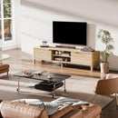 TV Stand for Living Room - up to 65 Inch TVs Mid Century Modern Entertainment Center with Storage and Adjustable Shelves, Media Console Table Oak 59" by CozyNest Decor