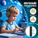 QearFun Kids Headphones Wired with Mic, 85/94dB Safe Volume Limit, Foldable Over Ear, Tangle-Free Cord & Sharing Port, Wired On-Ear Headset for School, Chromebook, Tablet, Travel - Boys & Girls by TinyTreasures Baby Boutique