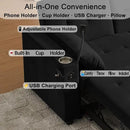 70" Queen Size Sofa Bed for Living Room – Pull-Out Sleeper Sofa Couch with Cup Holder, Phone Holder, USB Charging Port, Solid Wood Frame, Easy Assembly, Space-Saving Design for Small Apartments by CozyNest Decor