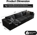 118" Cloud Couch Modular Sectional Sofa for Living Room,Modern Sofa with Deep Seat，3 Seater Boneless Couch,Comfy Upholstered Corduroy Couches for Apartment, Studio, Office,Bedroom，Black by CozyNest Decor