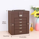 Kendal Jewelry Box, 6-Layer Jewelry Storage Organizer for Necklace Bracelet Rings Watch, 10.2"x8.2"x6" Classic Brown PU Leather 5 Drawers Large Storage Capacity with Mirror by TinyTreasures Baby Boutique