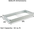 8x4x1ft(2 Pack) Galvanized Raised Garden Bed,Outdoor Planter Box Metal Patio Kit Planting Bed for Vegetables Flowers Herb,Silver by CozyNest Decor