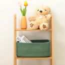 Small Storage Baskets for Organizing | Closet Organizer Bins | Shelf Toy Basket | Woven Rope Baskets | Cube Decorative Box | Shallow Basket | 11.5x7.5x4.7” | 4 Packs Green by GreenHaven Gardens