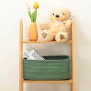 Small Storage Baskets for Organizing | Closet Organizer Bins | Shelf Toy Basket | Woven Rope Baskets | Cube Decorative Box | Shallow Basket | 11.5x7.5x4.7” | 4 Packs Green by TinyTreasures Baby Boutique