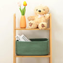 Small Storage Baskets for Organizing | Closet Organizer Bins | Shelf Toy Basket | Woven Rope Baskets | Cube Decorative Box | Shallow Basket | 11.5x7.5x4.7” | 3 Packs Green by CozyNest Decor