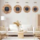 Honiway 14 Inch Wall Clock, Rustic Wood Boho Sunburst Decorative Wall Clocks Battery Operated Silent Non Ticking Farmhouse Small Wall Clocks for Living Room Kitchen Bedroom Home Decor (Rustic Brown) by CozyNest Decor