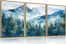 Celestdeco Blue Ridge Mountains Forest Framed Canvas Wall Art Set, Natural Landscape Wall Decor, Green Pine Trees Wall Painting, Woodland Artworks for Living Room, Bedroom, Dining Room - 24"x36"x3 by CozyNest Decor