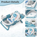Collapsible Baby Bathtub for Newborn, Foldable Baby Bath Tub with Thermometer & Soft Floating Cushion & Drain Hole, Portable Travel Infant Bath Tubs for Newborns to Toddler 0-36 Months Girl, Blue by TinyTreasures Baby Boutique