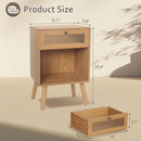 AWASEN Mid Century Nightstand, Bedside Table with Glass Storage Drawer and Large Open Shelf, Modern Night Stand Side End Table with Solid Legs for Bedroom, and Small Space, Brown by CozyNest Decor
