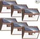 Peasur Solar Lights Outdoor Motion Sensor [6 Pack/140LED/Brown], Ultra-Bright 3 Mode Fence Security Light Waterproof, Solar Wall Lighting for Patio Yard Step House Outside by GreenHaven Gardens