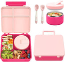 Bento Lunch Box with 8oz Soup Thermo, Kids Leakproof Lunch Food Containers with 4 Compartment, Kids Thermo Insulated Hot Food Jar for School, Trvael - (Pink) by TinyTreasures Baby Boutique