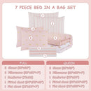 Queen Comforter Set with Sheets for Girls-7 Pieces Queen Bedding Sets with Pink Comforter, Sheets, Pillowcases & Shams for Kids (Pink Gold Bow, 90" X 90") by TinyTreasures Baby Boutique