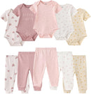 Baby Bodysuit and Pant Set 10-pcs Cotton Soft Newborn Boy Girl Clothes Outfits by TinyTreasures Baby Boutique