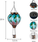Hummingbird Hot Air Balloon Hanging Solar Lantern Lights, Flickering Flame Solar LED Candle Lights Outdoor Garden Decorative Metal & Glass Waterproof Lanterns for Yard Patio Farmhouse Decoration by GreenHaven Gardens