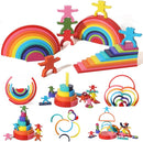 40-Piece Wooden Rainbow Stack Set, 4-in-1 Building Blocks preschoolers Early Development & Activity Toys Montessori Toys for Kids 3, 4, 5, 6 Years and Older Gifts for Boys and Girls by TinyTreasures Baby Boutique