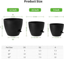 FaithLand 3-Pack Large Planter Pots, 12 10 9 Inch Self Watering Flower Pots for Indoor Outdoor Garden Plants, Black by CozyNest Decor