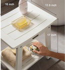 HDPS Shower Bench, White Plastic Shower Stool Seat for Shaving Legs, Spa Bath Seat, Heavy Duty Waterproof, Non-Slip, No Maintenance by TinyTreasures Baby Boutique