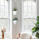 Hanging Planters 2 Tiers Metal Plant Hangers for Indoor Outdoor Plants Wall Ceiling Hanging Flower Pot Basket Holders Kitchen Room Decor(White) by GreenHaven Gardens