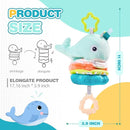 Jollybaby Baby Musical Pull String Hanging Toy for Stroller Car Seat Crib Play Gym, Plush Stuffed Whale Toy for Carseat with Music Teether Crinkle Paper, Sensory Toy for 0-6-12-18 Months Baby Gift by TinyTreasures Baby Boutique