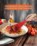 Cooking Spoon for Nonstick Cookwares, Great for Cooking and Serving Sturdy BPA-Free Matte Silicone, Wood Handle Spoon for Mixing, Scoop, and Scrape (AGR, 11.4 inch) by CozyNest Decor