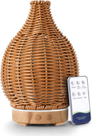 Boho Essential Oil Diffuser for Home Rattan Weaving with Remote Control, 100mL 7 Changing Color Lights Ultrasonic Aroma Humidifier, Noiseless Auto-Off Sleep Mode for Bedroom Office Workout by TinyTreasures Baby Boutique