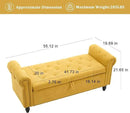 Furniliving 55” End of Bed Bench, Bedroom Bench with Button-Tufted, Large Upholstered Storage Ottoman Benches Window Bench with Storage Shoe Cabinet Bench, for Bedroom, Living Room, Linen, Yellow by CozyNest Decor