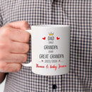 Dad Grandpa Great Grandpa EST 2026 Coffee Mug 11 15 Oz, Novelty Accent Ceramic Cup Gift For Pregnancy Announcement, Customized Choose Year & Name White Coffee Cup New Great-Grandfather Grandad Pawpaw by TinyTreasures Baby Boutique