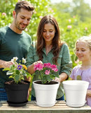 homenote Plant Pots,7.5 Inch Flower Pots for Plants Plastic Planters for Indoor with Multiple Drainage Holes and Trays, for All Home Garden Flowers Succulents,Outdoor(White&Black,8 Pack) by CozyNest Decor