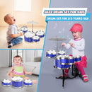 Toddler Drum Set Kids Jazz Drum Kit 8 Piece - Educational Percussion Musical Instruments Drum Toy Playset Christmas Birthday Gift for Boys Girls, Blue by TinyTreasures Baby Boutique