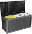 100 Gallon Resin Deck Box, Waterproof Outdoor Storage Bin for Patio Furniture, Pool Accessories, and Garden Tools, Lockable & UV-Resistant, Black by GreenHaven Gardens