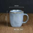 famiware Coffee Mugs Set of 4, Ocean Square 13oz Coffee Cup Set with Handle for Cocoa, Milk, Hot Chocolate, Tea, Water, Stoneware Cups for Kitchen, Microwave and Dishwasher Safe, Blue by CozyNest Decor