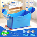 Collapsible Baby Bathtub Foldable Bathtub for Toddler Portable Large Foldable Bath Tub Bathtub for Kids Petite with Thermometer and Storage Basket (Blue) by TinyTreasures Baby Boutique