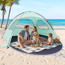 NXONE Beach Tent Sun Shade Shelter for 3/4/6 Person Person with UV Protection, Extended Floor, 3 Mesh Roll Up Windows & 8.0/8.5mm Fiberglass Rods丨Carry Bag Included by TinyTreasures Baby Boutique