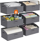 Lifewit Storage Baskets for Shelves, 6 Packs Non-woven Fabric Trapezoid Closet Organizer Bins with Handles, Foldable Clothing Containers Box for Clothes, Toy, Towel, Book, DVD, Hats, Medium-Grey by TinyTreasures Baby Boutique