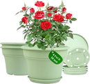 16 inch Plastic-Flower-Pot-for-Indoor-Plants, 4 Pack Large Outdoor Planter Pot with Drainage Holes & Saucers, Resin Decorative Garden Pots Planters by CozyNest Decor
