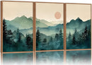 SIGNINART Large Boho Mountain Framed Canvas Wall Art Set, Nature Pine Tree Wall Painting, Abstract Foggy Forest Wall Decor, Modern Sunrise Art Prints for Bedroom Living Room and Office - 16"x24"x3 by CozyNest Decor