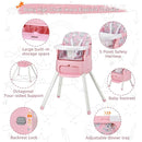 4 in 1 Portable Baby High Chair,Convertible Highchair for Babies & Toddlers-Foldable Infant Booster Seat,Carry Small Box,Dining Chair,Toddler High Chair with 5-Point Harness,Removable Tray-Pink by TinyTreasures Baby Boutique
