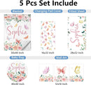 Personalized Baby Crib Bedding Set, 5 Pcs Custom Baby Crib Sets with Name, Double Layer Butterfly Nursery Bedding Set for Girls, Soft Flannel Baby Bedding Set, Toddler Infant Customized Gift by TinyTreasures Baby Boutique