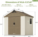 Patiowell 8 x 6 FT Plastic Outdoor Storage Shed with Floor, Resin Shed with Window and Lockable Door for Garden, Backyard, Tool Storage Use, Easy to Install in Brown (Kick-it Shed) by GreenHaven Gardens