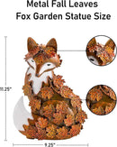 Elenon Metal Fox Statue Art Garden Decoration, Handcrafted Standing Fox Ornament Decor with Fall Leaves, Mid Century Fox Figurine Outdoor Decor for Patios, Lawns, Flower Bed by CozyNest Decor