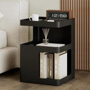 Modern Side Table,Small end Tables for Small Spaces,Black Metal nightstand,Bedside Tables,Accent Table with Storage for Couch, Bedroom,Living Room.No Assembly Required by CozyNest Decor