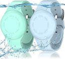 R-fun Waterproof for Air Tag Bracelets [2 Pack] Compatible with Apple Air Tag Finders with Soft Silicone,Anti Lost GPS Item Finders Case Cover,Mint Green/Light Blue by TinyTreasures Baby Boutique