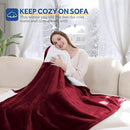 Sealy Electric Blanket Throw Size 50"*60",Super Cozy Flannel to Sherpa Reversible Heated Blanket Throw with 6 Heating Levels & 2-10 Hours Auto Off Overheating Protection Machine Washable,Red by CozyNest Decor