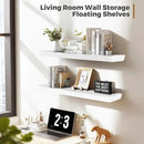 36"x6.8"x1.6" Slanted Floating Wall Shelves 2-Pack - Rustic White Finish, Heavy-Duty Solid Wood Design with Hidden Brackets - Perfect for Living Room, Kitchen, Bathroom, or Office by CozyNest Decor