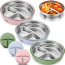 Nuogo 3 Pcs Stainless Steel Baby Suction Plates with Removable Silicone Shell 2-in-1 Metal Toddler Bowl Divided for Picky Eaters Kids Feeding Led Weaning Supplies, Dishwasher Safe (Blue,Pink,Green) by TinyTreasures Baby Boutique