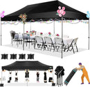COBIZI 10x20 Heavy Duty Pop up Canopy Tent Easy Up Commercial Outdoor Canopy Wedding Party Tents for Parties All Season Wind & Waterproof Gazebo with Roller Bag,Black(Frame Thickened) by GreenHaven Gardens